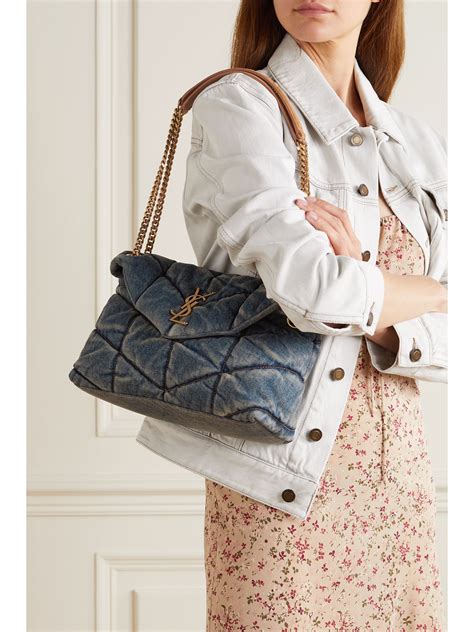 ysl small denim puffer bag